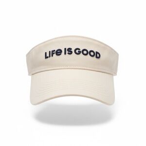 Life Is Good White Cotton Visor Embroidered Logo Adjustable NWT Tennis Golf